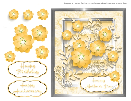 Beautiful Cut Flower Card Topper - Yellow