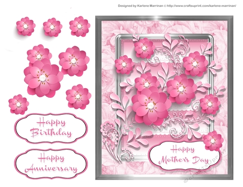 Beautiful Cut Flower Card Topper - Pink