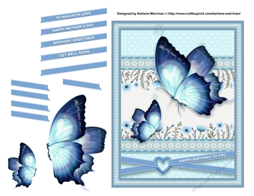 Butterflies are Aqua Card Topper