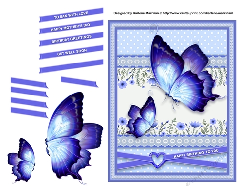 Butterflies are Blue Card Topper