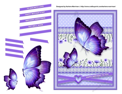 Butterflies are Purple Card Topper