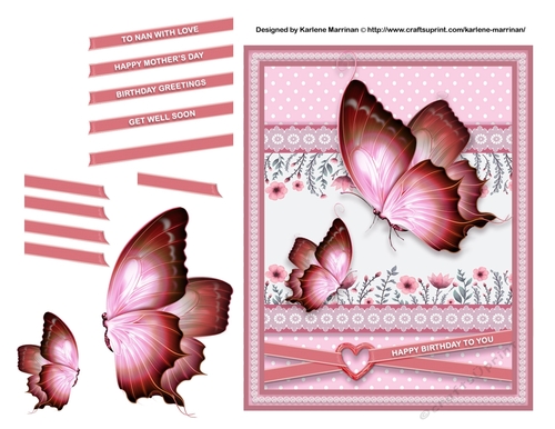 Butterflies are Salmon Pink Card Topper