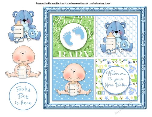 Baby Boy Squares - Card Topper