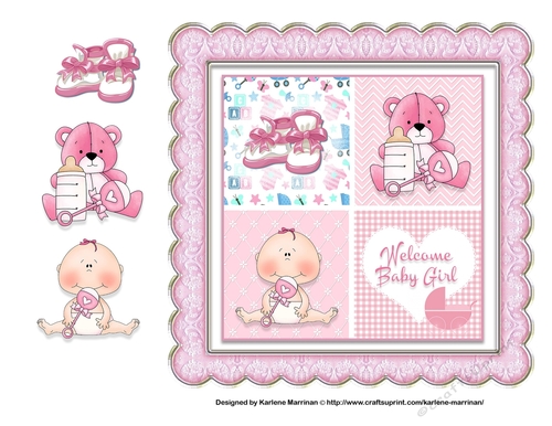 Baby Girl Squares - Card Topper