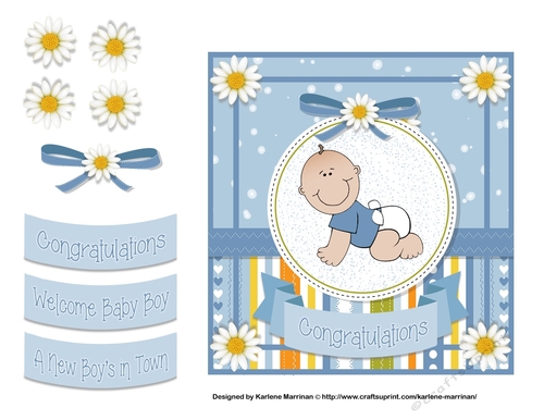 Baby Boy Daisy - Card Topper