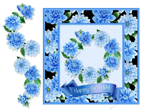 Birthday Blue Wreath Card front