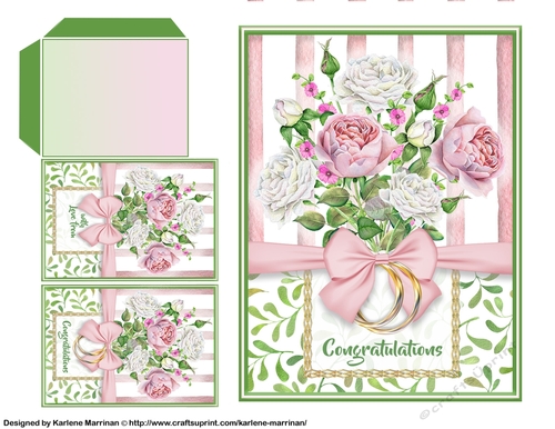 Floral Wedding Card Topper & Wishing Well Envelope.