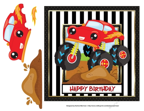 Monster Truck Red Card Topper