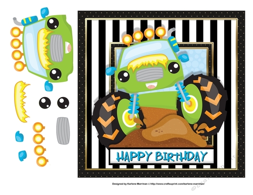 Monster Truck Green Giant Card Topper