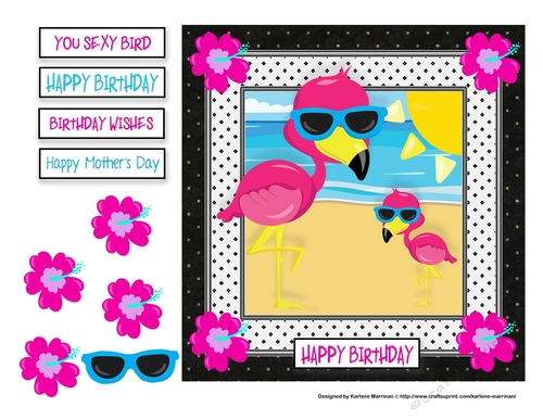 Bird Crazy - Flamingo Card Topper
