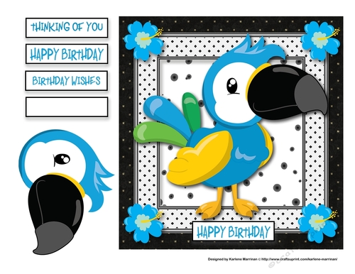 Bird Crazy - Perky Parrot Card Topper