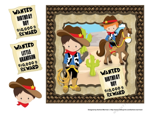 Wanted Cowboy Card Topper