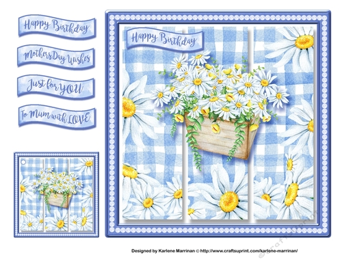 Gingham Daisies Card Topper and Gift Tag