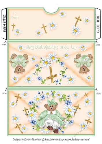 Spring Daisy Bear Voucher/Money Envelope/Wallet/Pocket - Christening