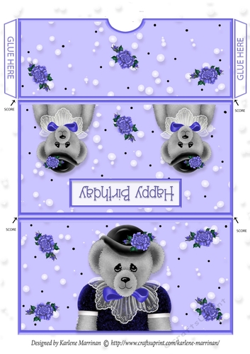Purple Bear Voucher/Money Envelope/Wallet/Pocket - Happy Birthday