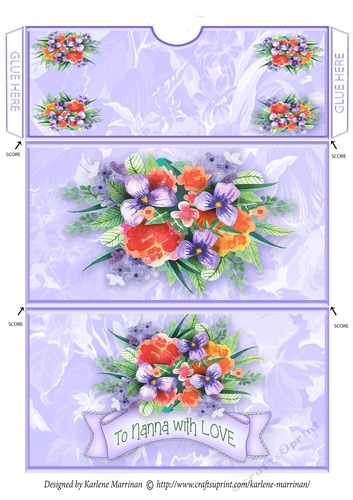 Floral Bouquet Voucher/Money Envelope/Wallet/Pocket - To Nanna with Love