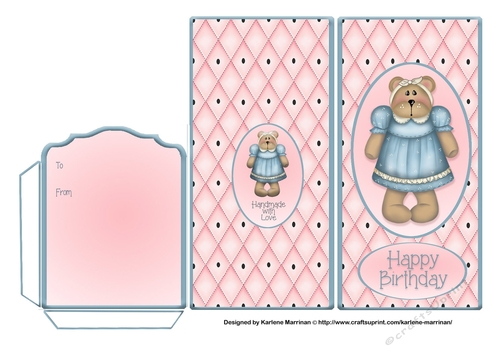 Blue Bear - Money/Gift/Voucher Envelope/Wallet/Pocket - Happy Birthday