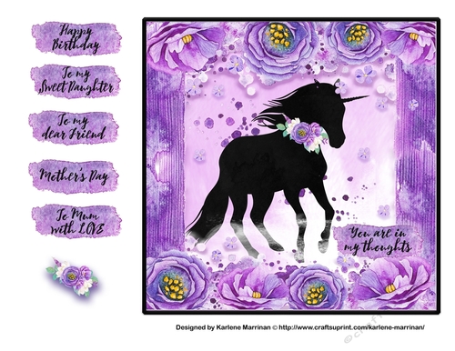 Mystical Silhouette Horse Floral Card Topper