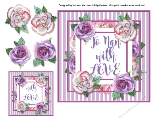 4 Flower Striped Card Topper  & Gift Tag - Nan