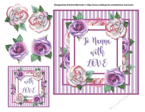 4 Flower Striped Card Topper  & Gift Tag - Nanna
