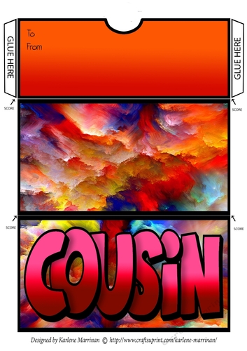 Clouds of Colour - For Female Cousin Money/Gift/Voucher Wallet/Pocket//Envelope