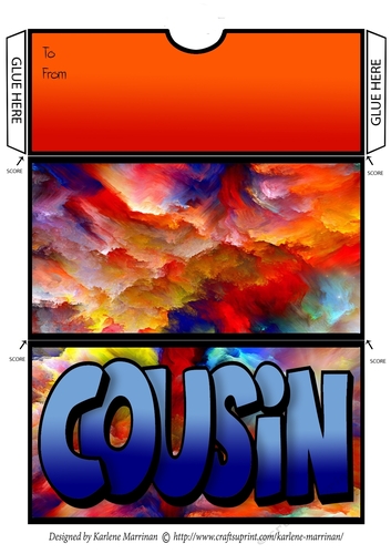 Clouds of Colour - For Male Cousin Money/Gift/Voucher Wallet/Pocket//Envelope
