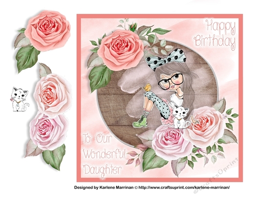 Modern Girl Daughter Card Topper