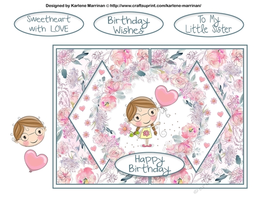 Cutesy Girl Card Topper