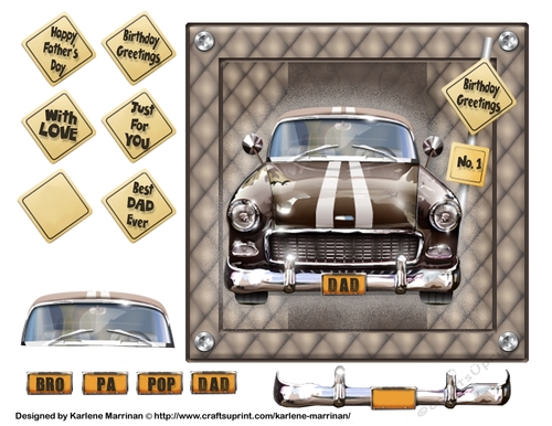 Male Car on Card Topper - Striped Beast