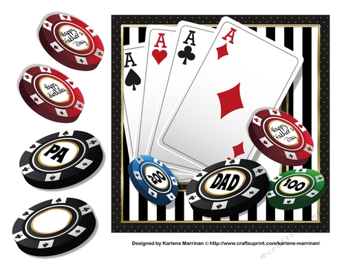 Fathers day Poker Win Card Topper