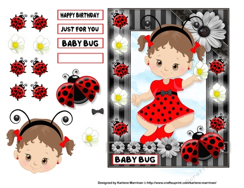 Pretty Baby Girl Ladybug Card Topper