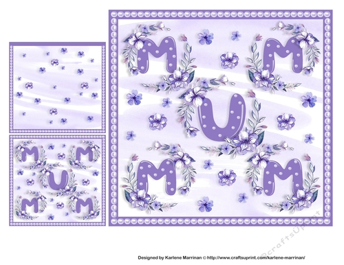 Mum in Purple Weath Card Topper & Gift Card
