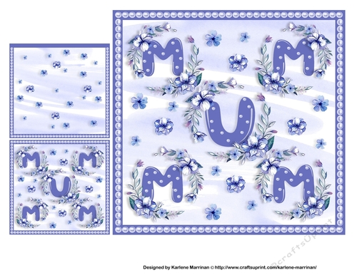 Mum in Blue Weath Card Topper & Gift Card