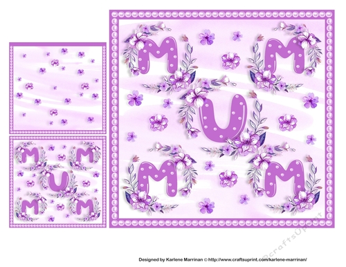 Mum in Orchid Pink Weath Card Topper & Gift Card