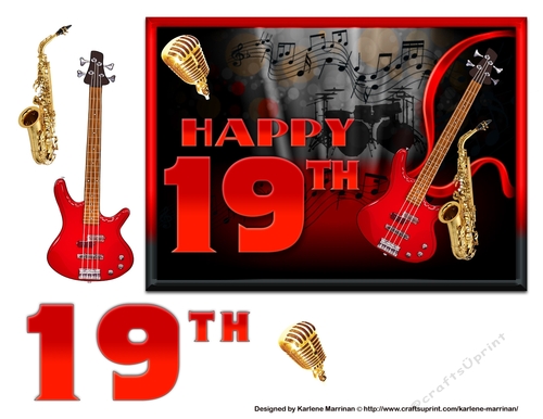 Musical 19th Birthday Card Topper