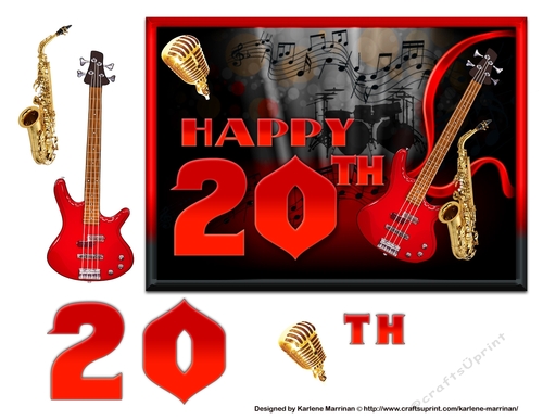 Musical 20th Birthday Card Topper