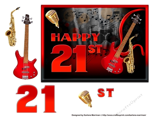 Musical 21st Birthday Card Topper