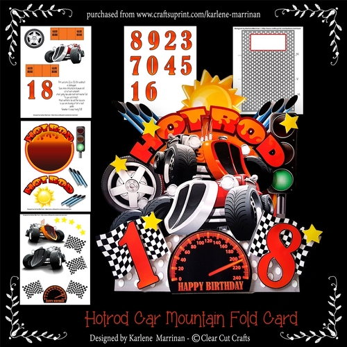 Hot Rod Car 3D Mountain Fold Card