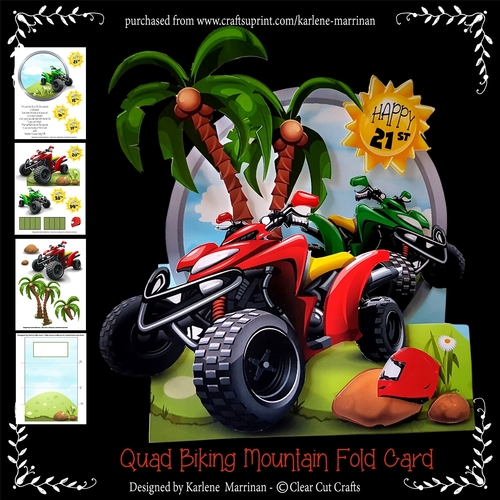 Biking on the Quad 3D Mountain Card