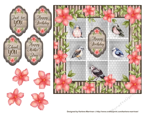 Bird Avery Floral Card Topper