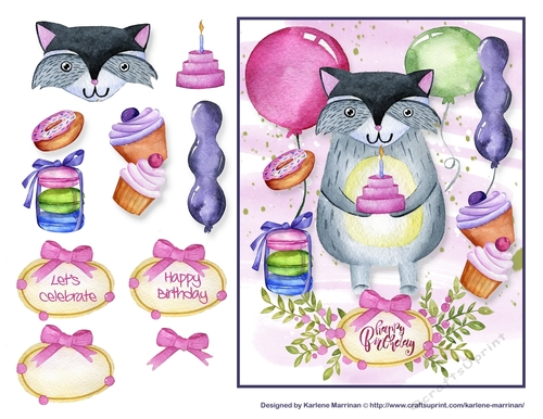 Watercolor Racoon Card Topper