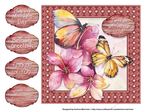 Autumn Butterfly Card Topper - Mothers Day