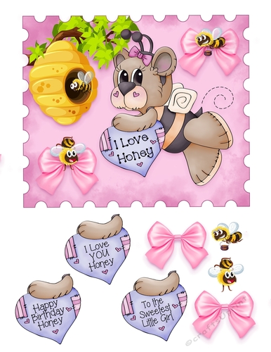 I Love Honey Card Topper