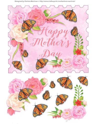 Monarch Butterflies on Blooms Card Topper