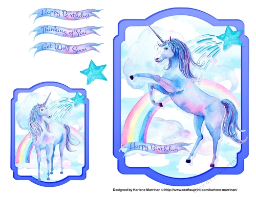 Blue Sky Unicorn Card Topper & Gift Card