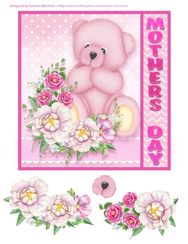 Pink Pastel Bear Card - Mothers Day