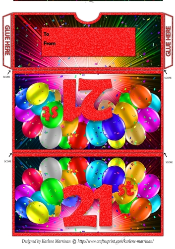Bright Balloon Spray Money/Voucher/Gift Wallet/Pocket/Envelope - 21st Birthday