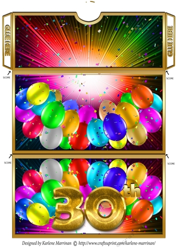 Bright Balloon Spray Money/Voucher/Gift Wallet/Pocket/Envelope - 30th Birthday - Gold