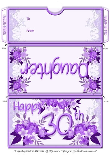 Age Floral Money/Voucher/Gift Wallet/Pocket/Envelope - 30th Birthday - Mauve