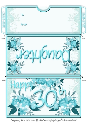 Age Floral Money/Voucher/Gift Wallet/Pocket/Envelope - 30th Birthday - Teal Daughter